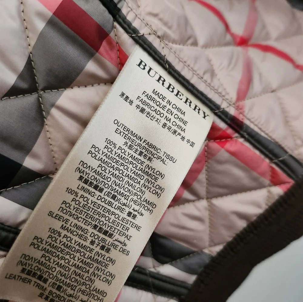 Burberry Brown Quilted Moto Jacket with classic Nova Check Lining. - Picture 6 of 7